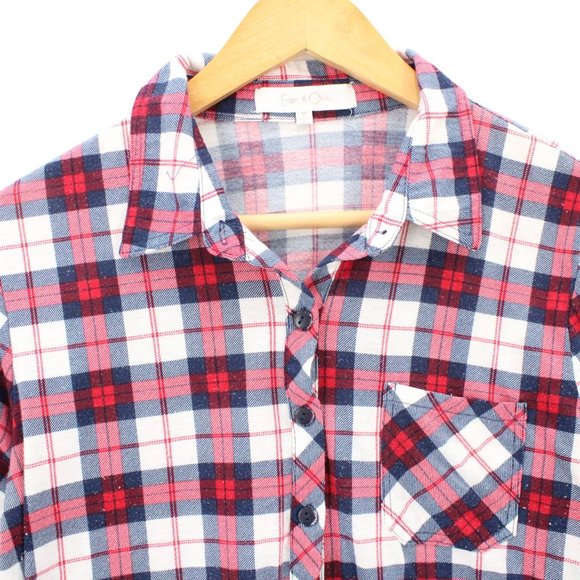 Eden & Olivia Flannel Shirt Womens Plaid Button Down Long Sleeve Lightweight M - Picture 5 of 9